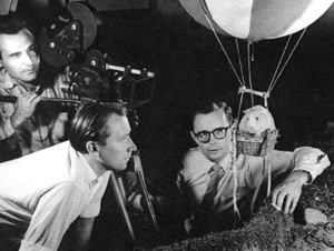 Paul Sutherland and David Ellison filming Hammy's adventures in a balloon.